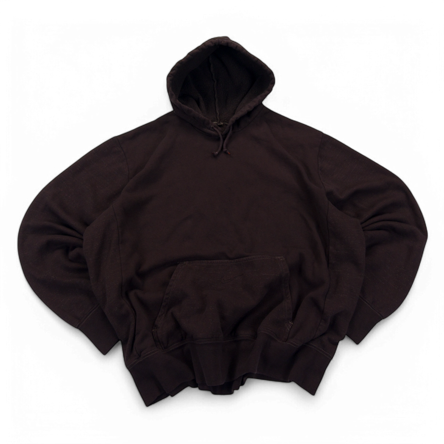 Vintage Nike Pocket Swoosh Hoodie Tonal Dark Brown Size XL