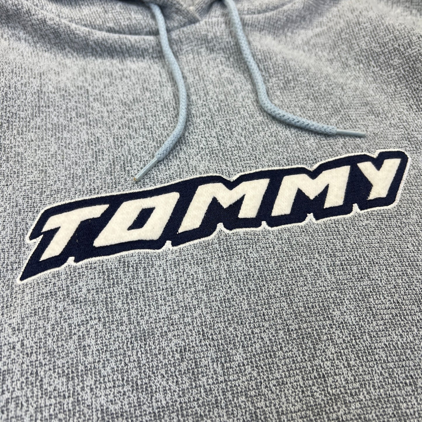Vintage 1990's Tommy Hilfiger Bootleg Terry Cloth Baby Blue Hoodie Size Medium